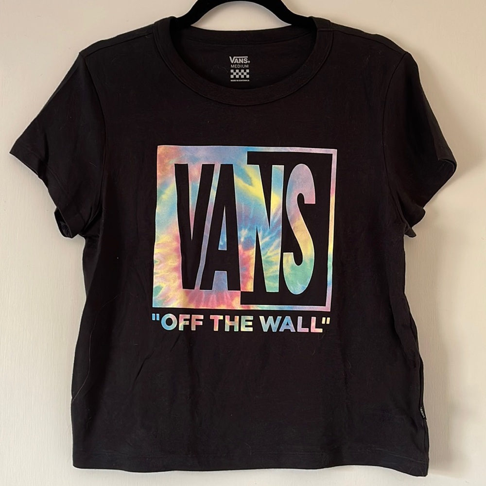 Vans Black Tee with Pastel Tie-Dye Logo